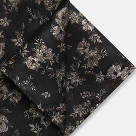Mens Floral Black/Brown Silk Pocket Square